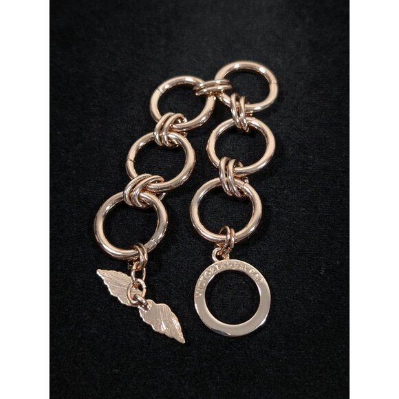 Victorias Secret Angel Wing Rose Gold Tone Round Chain Toggle Bracelet 8 in - Picture 6 of 9